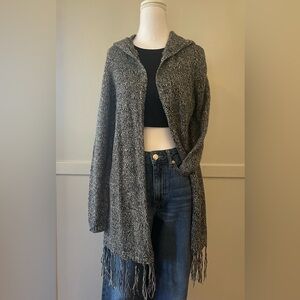 No Boundaries Black  Open-Front Long Line Cardigan